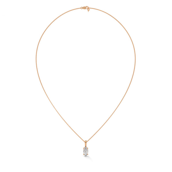Marquise Cut Lab Grown Diamond Gold Pendant Chain