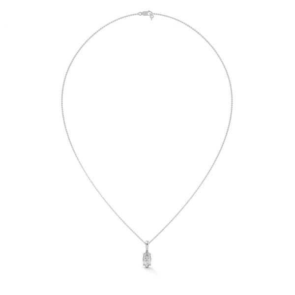 Marquise Cut Lab Grown Diamond Gold Pendant Chain