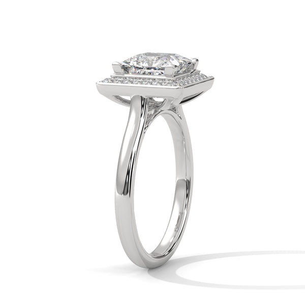 Princess Cut Halo Lab Grown Diamond Gold Ring