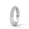 A dazzling yellow gold band pavé-set with three rows of brilliant round diamonds, delivering radiant sparkle from every angle.