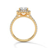 Cushion Cut Pave Set Lab Grown Diamond Gold Ring