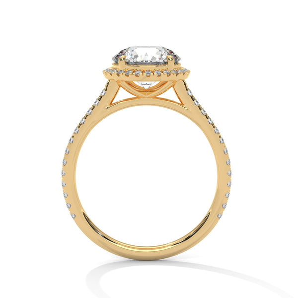 Round Lab Grown Diamond Gold Ring Pave Perfection in a Timeless Halo Design