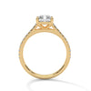 Emerald Cut Lab Grown Diamond Gold Ring Sleek Pave Band Engagement Ring