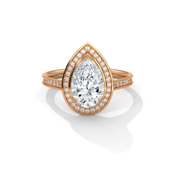 Pear Shaped Three-Stone Lab Grown Diamond Gold Ring