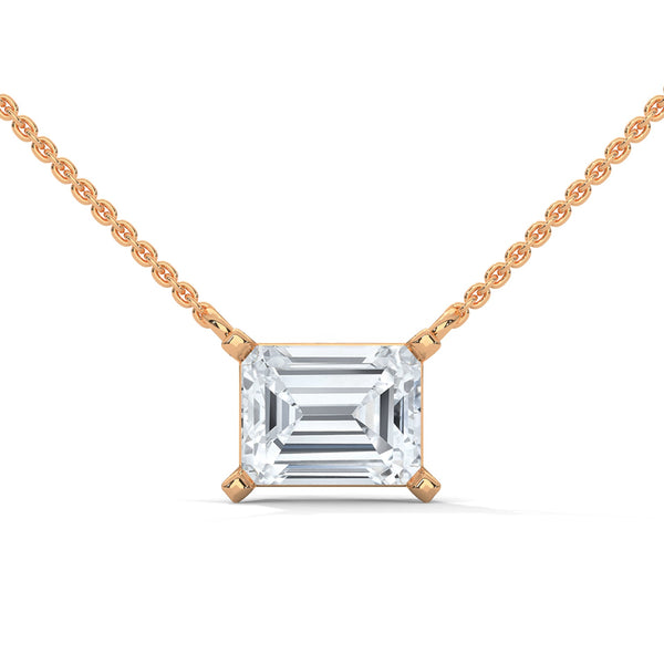 Princess Cut Lab Grown Diamond Gold Pendant Chain