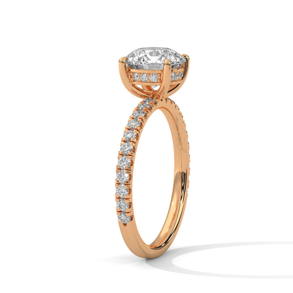 Round Pave Lab Grown Diamond Gold Ring