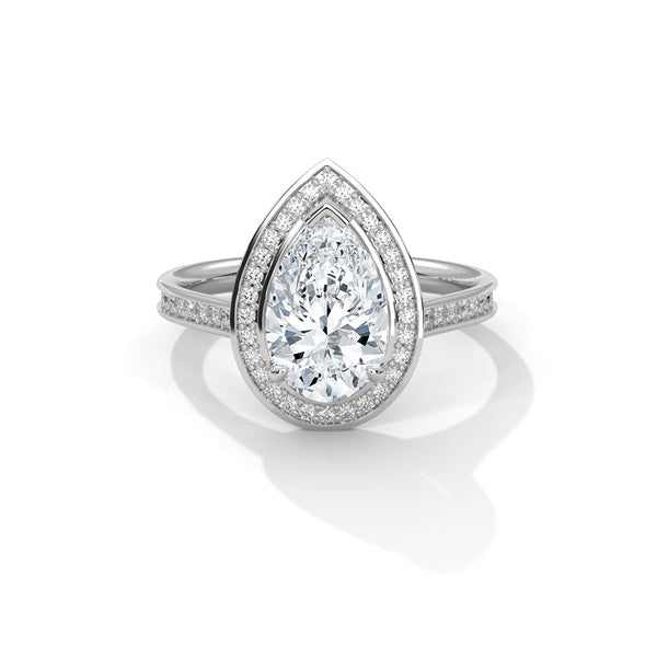 Pear Shaped Three-Stone Lab Grown Diamond Gold Ring