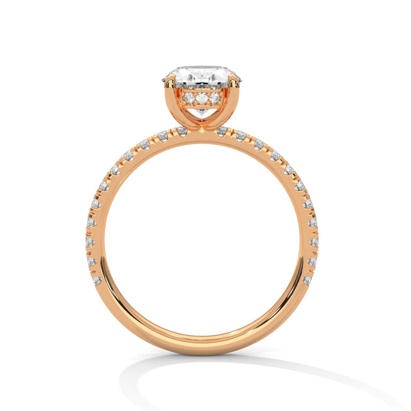 Classic Four Prong Setting Oval Cut Lab Grown Diamond Gold Ring