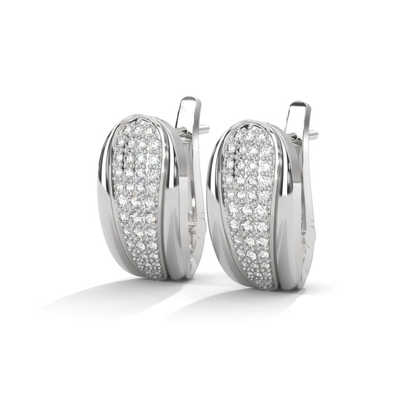 Bold yet graceful, these yellow gold huggie earrings feature a stunning tapered pavé diamond pattern for a refined sparkle.