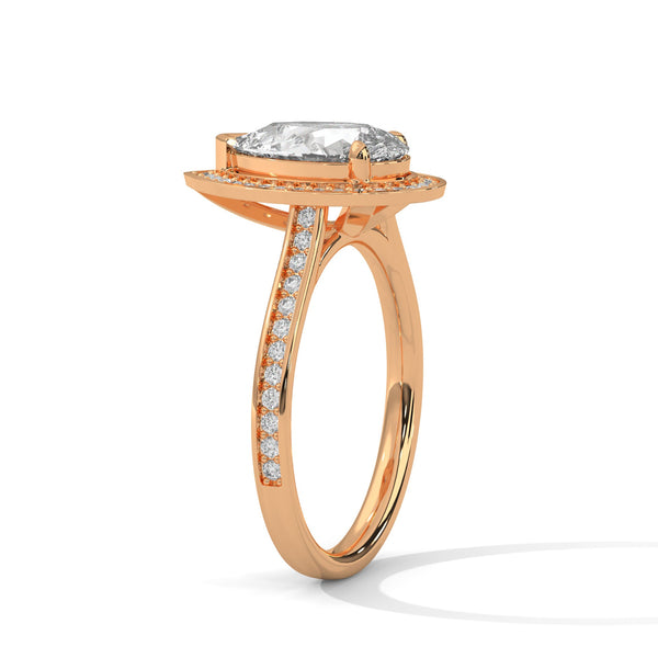 Pear Shaped Three-Stone Lab Grown Diamond Gold Ring