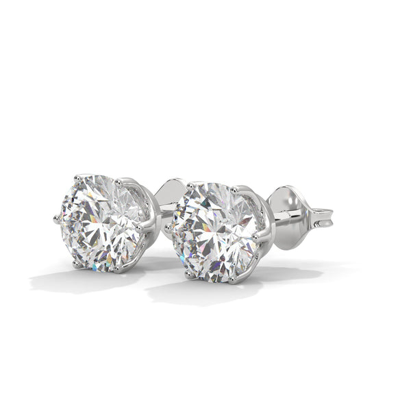 6-Prong Round cut Lab Grown Diamond Gold Stud Earrings