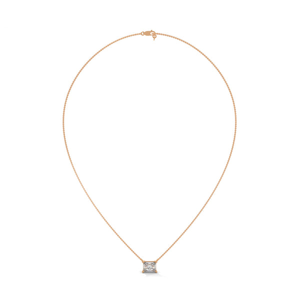 Princess Cut Lab Grown Diamond Gold Pendant Chain