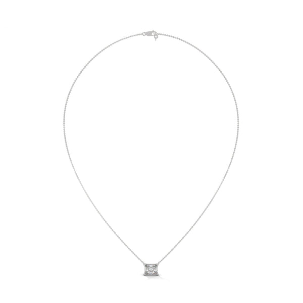 Princess Cut Lab Grown Diamond Gold Pendant Chain