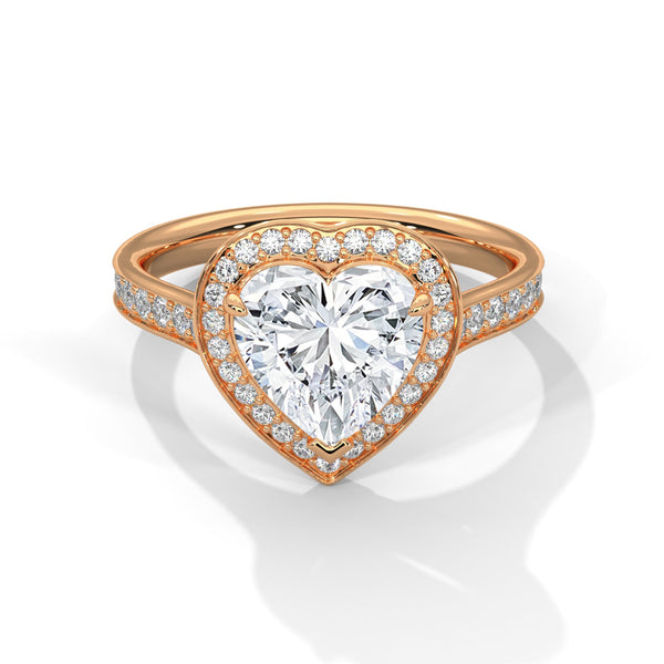 “Amora Ring—heart-shaped diamond brilliance, radiant halo sparkle, and romantic elegance crafted to symbolize everlasting love, devotion, and unforgettable moments.”