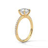 “Celeste Ring—round-cut diamond brilliance, delicate pavé sparkle, and classic white-gold elegance crafted to symbolize timeless beauty, modern romance, and unforgettable moments.”