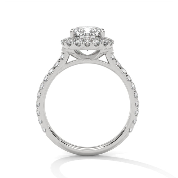 Cushion Cut Pave Set Lab Grown Diamond Gold Ring