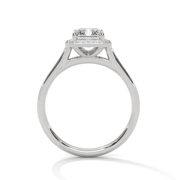 Emerald Cut Lab Grown Diamond Halo Gold Ring