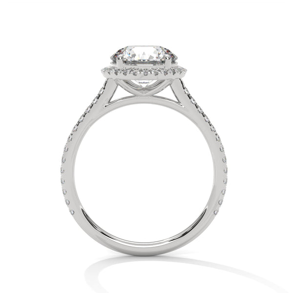 Round Lab Grown Diamond Gold Ring Pave Perfection in a Timeless Halo Design