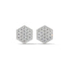 Inspired by nature’s geometry, these hexagon-shaped yellow gold studs shimmer with a full pavé of brilliant-cut diamonds.