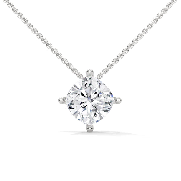 Cushion Cut Lab Grown Diamond Gold Pendant Chain
