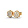 Inspired by nature’s geometry, these hexagon-shaped yellow gold studs shimmer with a full pavé of brilliant-cut diamonds.