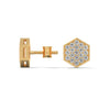 Inspired by nature’s geometry, these hexagon-shaped yellow gold studs shimmer with a full pavé of brilliant-cut diamonds.
