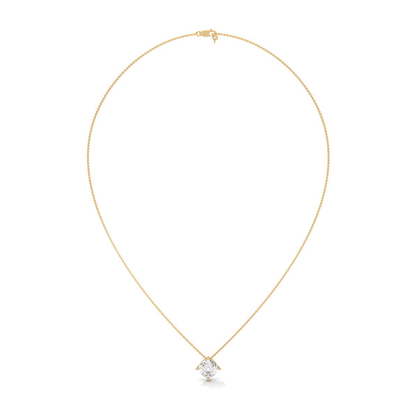 Cushion Cut Lab Grown Diamond Gold Pendant Chain