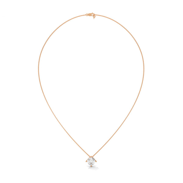 Cushion Cut Lab Grown Diamond Gold Pendant Chain