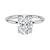 Celestia Crest features a stunning oval diamond elevated by a hidden halo and intricate claw prongs, set atop a high-polish band for a flawless blend of sparkle and sophistication.