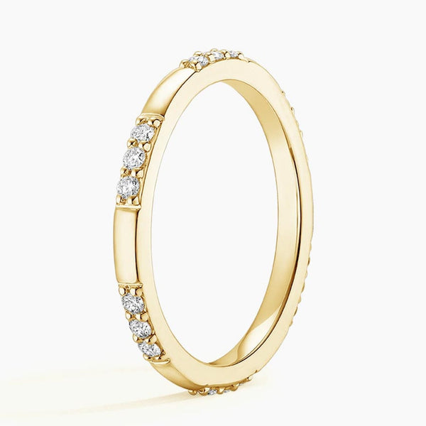 “Elegant yellow gold diamond band offering timeless sparkle, minimalist luxury, and everyday sophistication—perfect for stacking, weddings, and effortless modern style.”