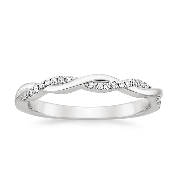 “Celebrate timeless romance with this twisted diamond engagement ring, blending modern brilliance and delicate pavé detailing for unforgettable sparkle and elegance.”
