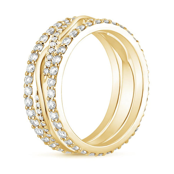 “Luxurious intertwined diamond band in radiant white gold, offering brilliant sparkle, modern elegance, and a uniquely sophisticated multi-row design.”