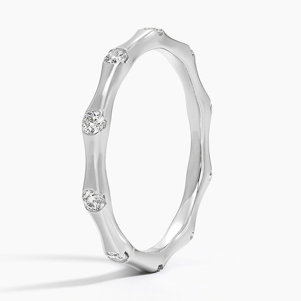 Eternal Sparkle Bamboo Diamond Band – sleek modern ring symbolizing endless love, natural elegance, daily luxury, perfect minimalist anniversary promise choice