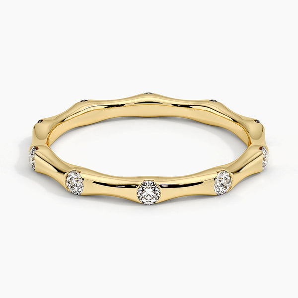 Eternal Sparkle Bamboo Diamond Band – sleek modern ring symbolizing endless love, natural elegance, daily luxury, perfect minimalist anniversary promise choice