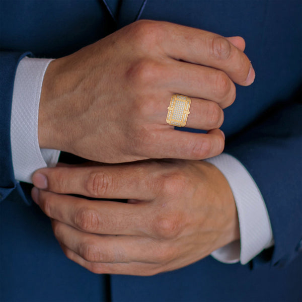 "Experience bold luxury with this statement diamond ring, expertly crafted in gold to deliver unmatched brilliance, sophistication, and modern masculine elegance."