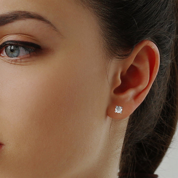 Modern Majesty: 4-Prong Lab Grown Diamond Gold Stud Earrings