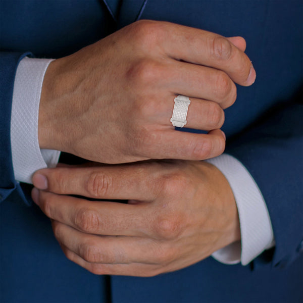 “Luxurious gold men’s diamond ring featuring a bold pavé panel design, delivering unmatched brilliance, premium craftsmanship, and statement-making elegance.”